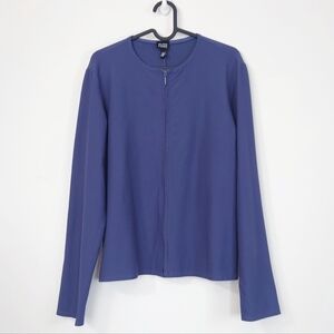 Eileen Fisher Ponte Zip-Front Jacket Easy Fit Basic Length Blue Size M Style J69